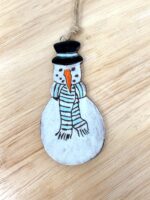 Handmade Ceramic Snowman Christmas Ornament – Rustic Scandinavian Folk Decoration in Soft light blue (5 of 11) -- Fabode Ceramics