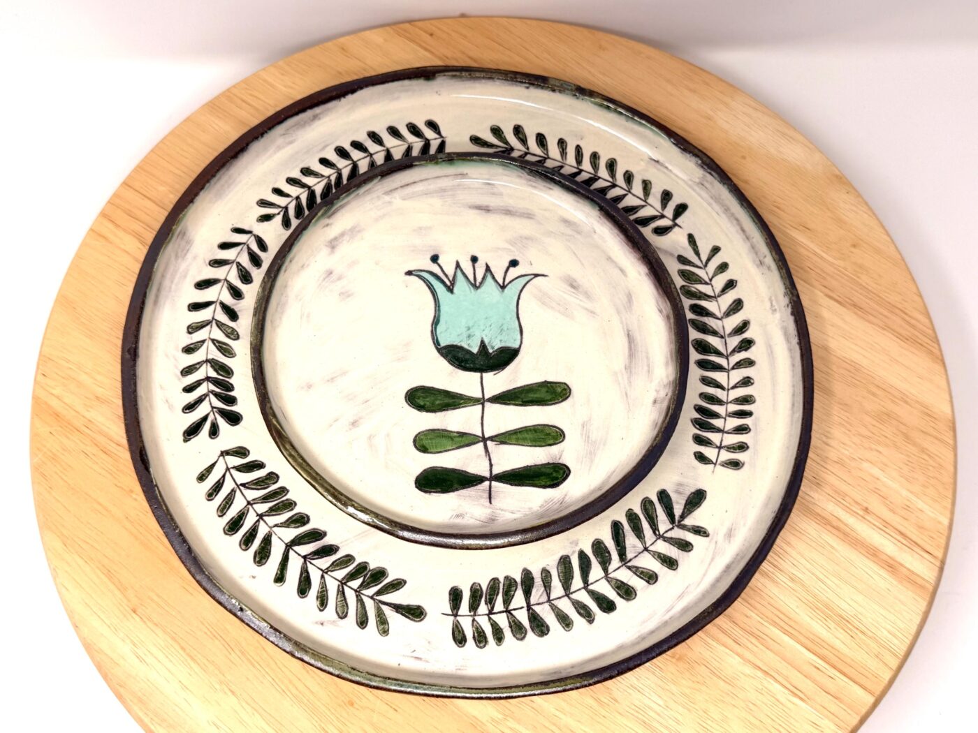 Handmade Large Ceramic Dinner Plate – Scandinavian Folk Inspired Stoneware (3 of 19) -- Fabode Ceramics