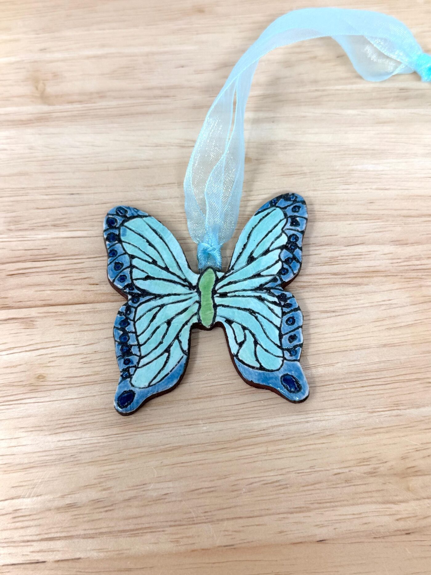 Handmade Ceramic Butterfly Ornament – Folk Art Hanging Decoration (4 of 12) -- Fabode Ceramics