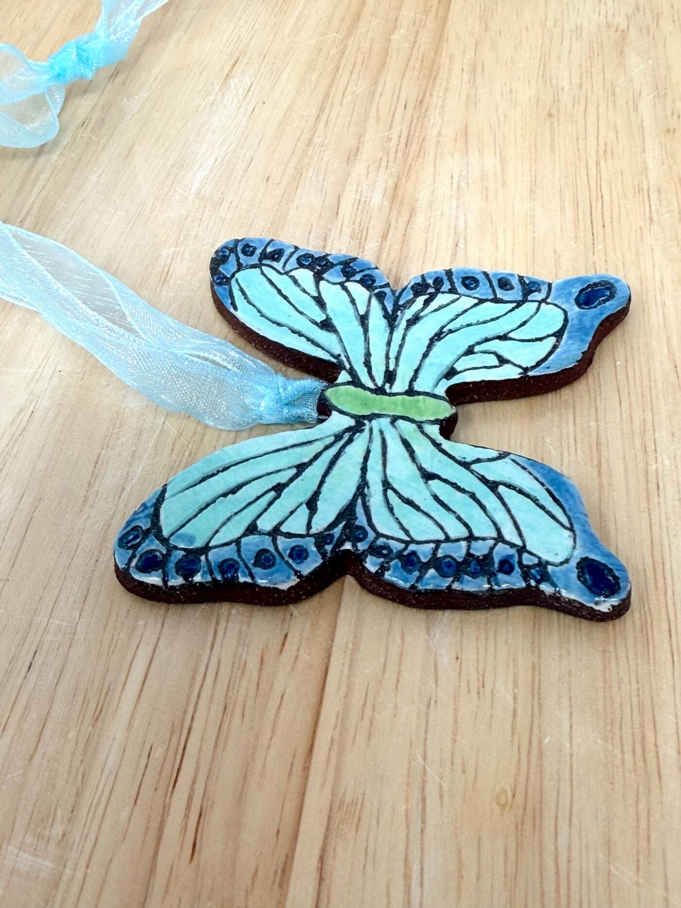 Handmade Ceramic Butterfly Ornament – Folk Art Hanging Decoration (9 of 12) -- Fabode Ceramics