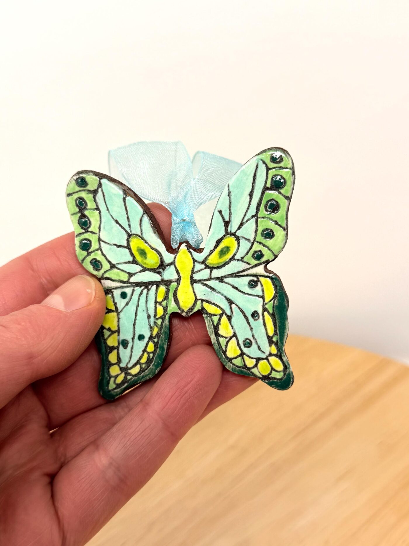 Handmade Ceramic Butterfly Ornament – Folk Art Hanging Decoration (2 of 10) -- Fabode Ceramics