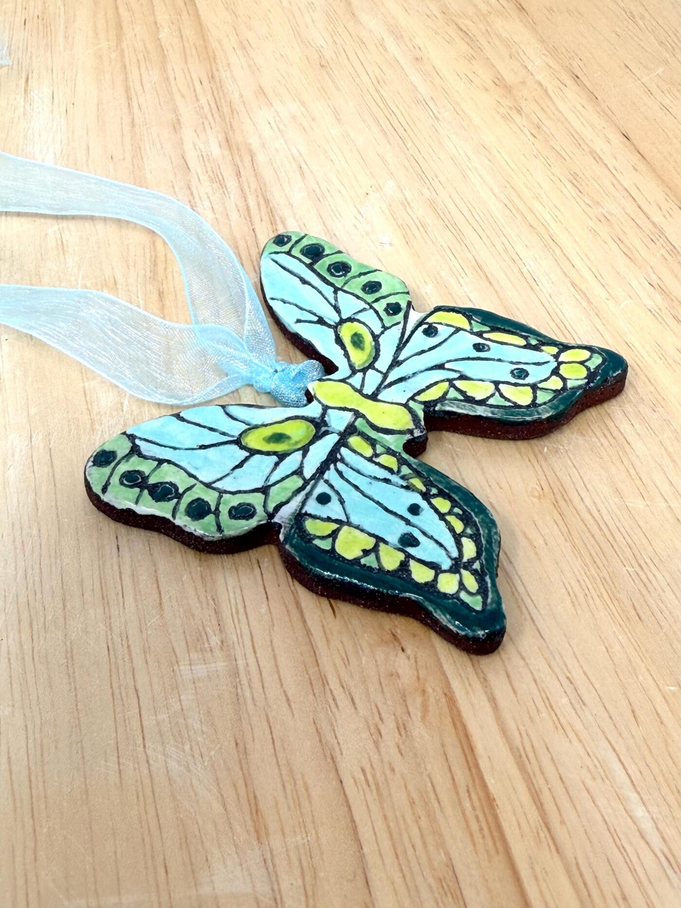 Handmade Ceramic Butterfly Ornament – Folk Art Hanging Decoration (8 of 10) -- Fabode Ceramics