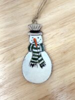 Hand-Painted Ceramic Snowman Ornament – Terracotta Clay Christmas Decoration (4 of 4) -- Fabode Ceramics