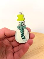 Hand-Painted Ceramic Snowman Ornament – Terracotta Clay Christmas Decoration (1 of 6) -- Fabode Ceramics