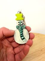 Hand-Painted Ceramic Snowman Ornament – Terracotta Clay Christmas Decoration (3 of 6) -- Fabode Ceramics