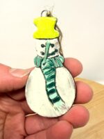 Hand-Painted Ceramic Snowman Ornament – Terracotta Clay Christmas Decoration (4 of 6) -- Fabode Ceramics