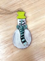 Hand-Painted Ceramic Snowman Ornament – Terracotta Clay Christmas Decoration (5 of 6) -- Fabode Ceramics