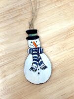 Hand-Painted Ceramic Snowman Ornament – Terracotta Clay Christmas Decoration (5 of 6) -- Fabode Ceramics