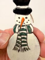 Hand-Painted Ceramic Snowman Ornament – Terracotta Clay Christmas Decoration (4 of 6) -- Fabode Ceramics