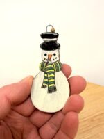 Handmade Ceramic Snowman Ornament – Rustic Terracotta Christmas Tree Decoration (1 of 7) -- Fabode Ceramics