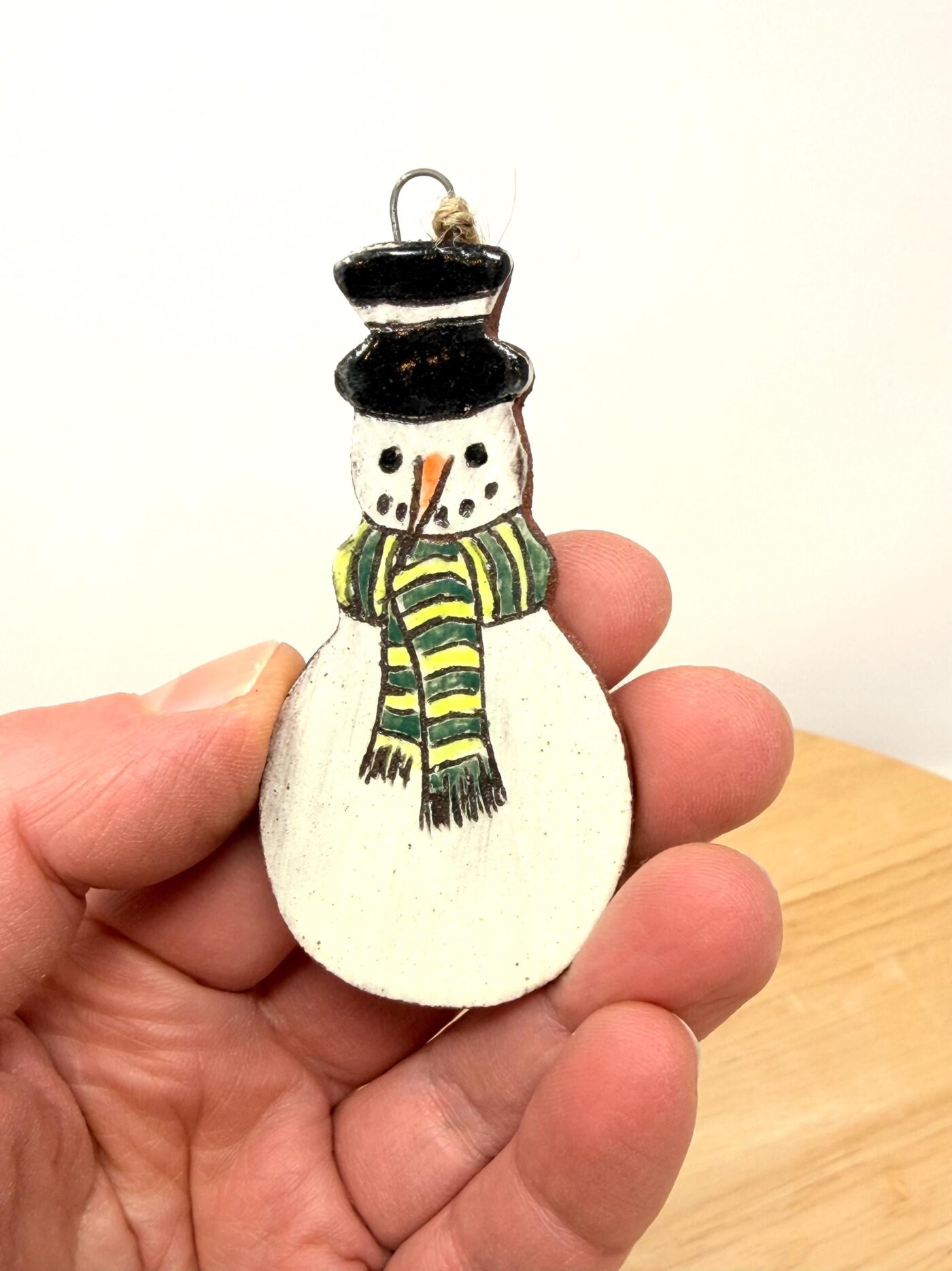 Handmade Ceramic Snowman Ornament – Rustic Terracotta Christmas Tree Decoration (5 of 7) -- Fabode Ceramics