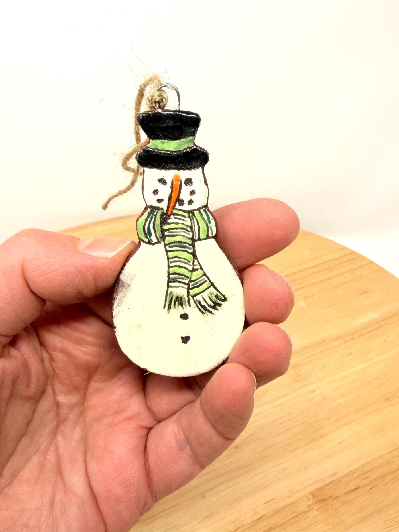 il_fullxfull.7760432848_fiyk.jpg Handmade Ceramic Snowman Ornament – Rustic Terracotta Christmas Tree Decoration (1 of 5) -- Fabode Ceramics