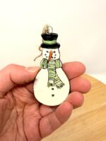 Handmade Ceramic Snowman Ornament – Rustic Terracotta Christmas Tree Decoration (3 of 5) -- Fabode Ceramics