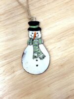 Handmade Ceramic Snowman Ornament – Rustic Terracotta Christmas Tree Decoration (4 of 5) -- Fabode Ceramics