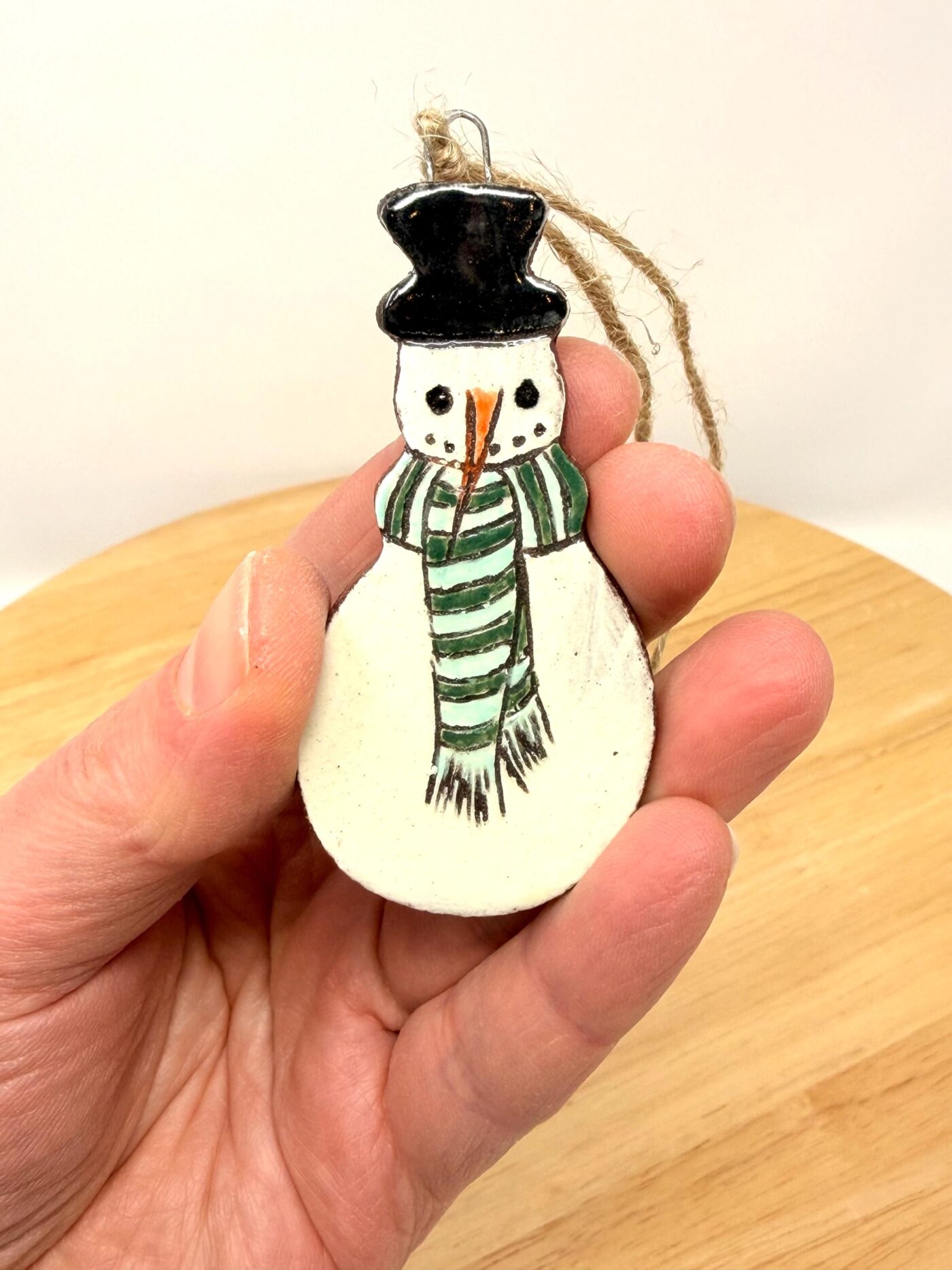 Handmade Ceramic Snowman Ornament – Rustic Terracotta Christmas Tree Decoration (2 of 7) -- Fabode Ceramics
