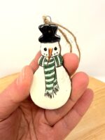 Handmade Ceramic Snowman Ornament – Rustic Terracotta Christmas Tree Decoration (5 of 7) -- Fabode Ceramics