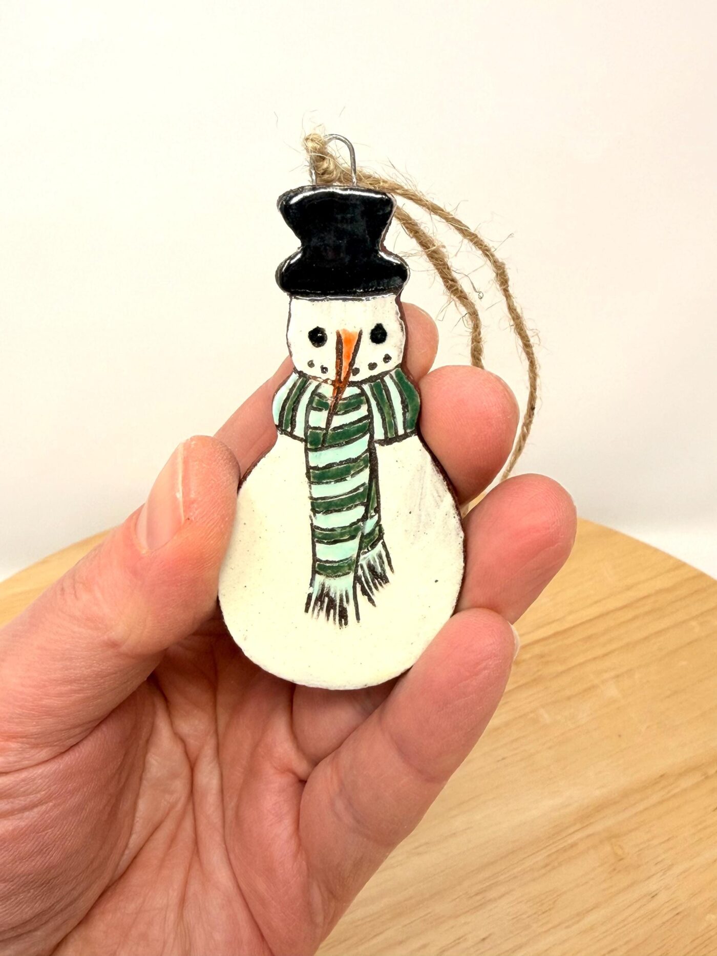 Handmade Ceramic Snowman Ornament – Rustic Terracotta Christmas Tree Decoration (3 of 7) -- Fabode Ceramics