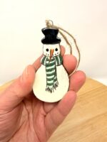 Handmade Ceramic Snowman Ornament – Rustic Terracotta Christmas Tree Decoration (3 of 7) -- Fabode Ceramics