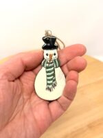 Handmade Ceramic Snowman Ornament – Rustic Terracotta Christmas Tree Decoration (1 of 7) -- Fabode Ceramics