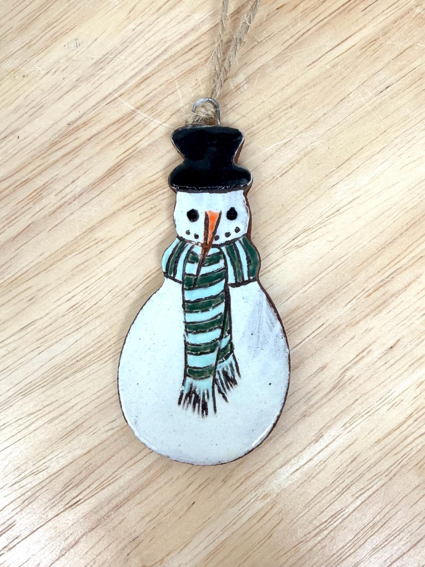 Handmade Ceramic Snowman Ornament – Rustic Terracotta Christmas Tree Decoration (7 of 7) -- Fabode Ceramics