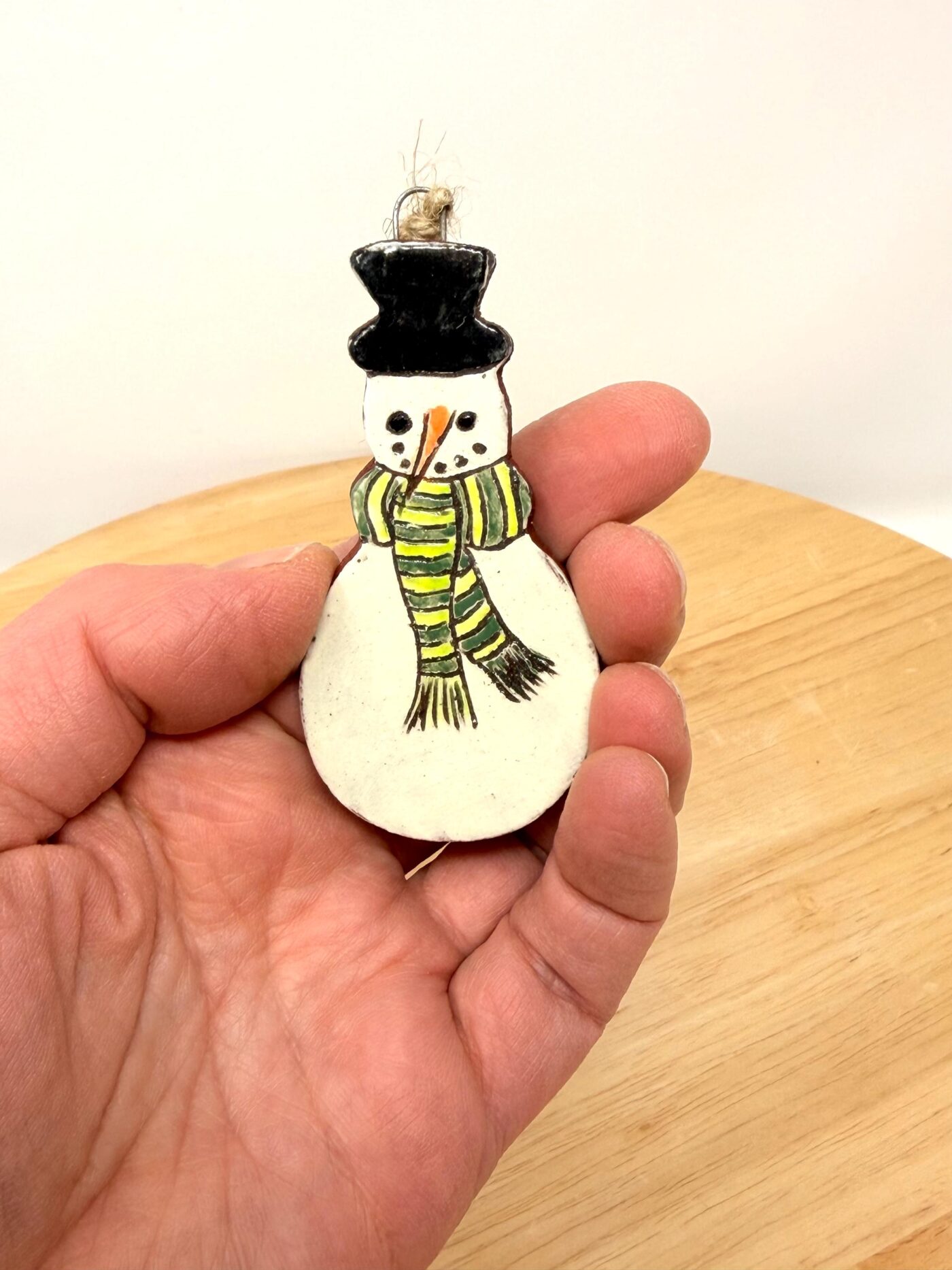 Handmade Ceramic Snowman Ornament – Rustic Terracotta Christmas Tree Decoration (1 of 5) -- Fabode Ceramics