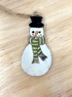 Handmade Ceramic Snowman Ornament – Rustic Terracotta Christmas Tree Decoration (4 of 5) -- Fabode Ceramics
