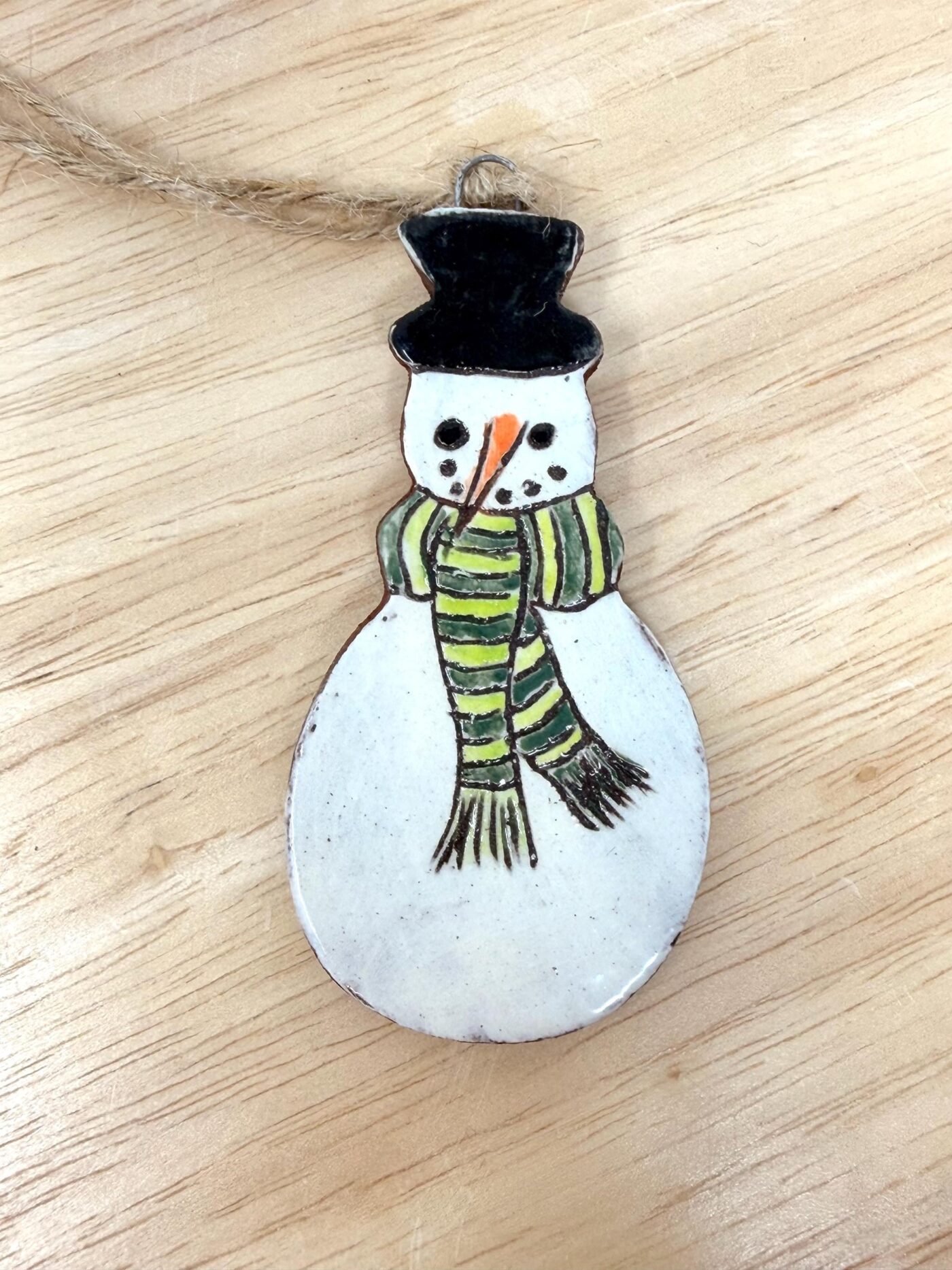 Handmade Ceramic Snowman Ornament – Rustic Terracotta Christmas Tree Decoration (5 of 5) -- Fabode Ceramics