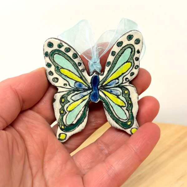 Handmade Ceramic Butterfly Ornament – Scandinavian Folk Art Wall Hanging, Terracotta Decor (1 of 13) -- Fabode Ceramics