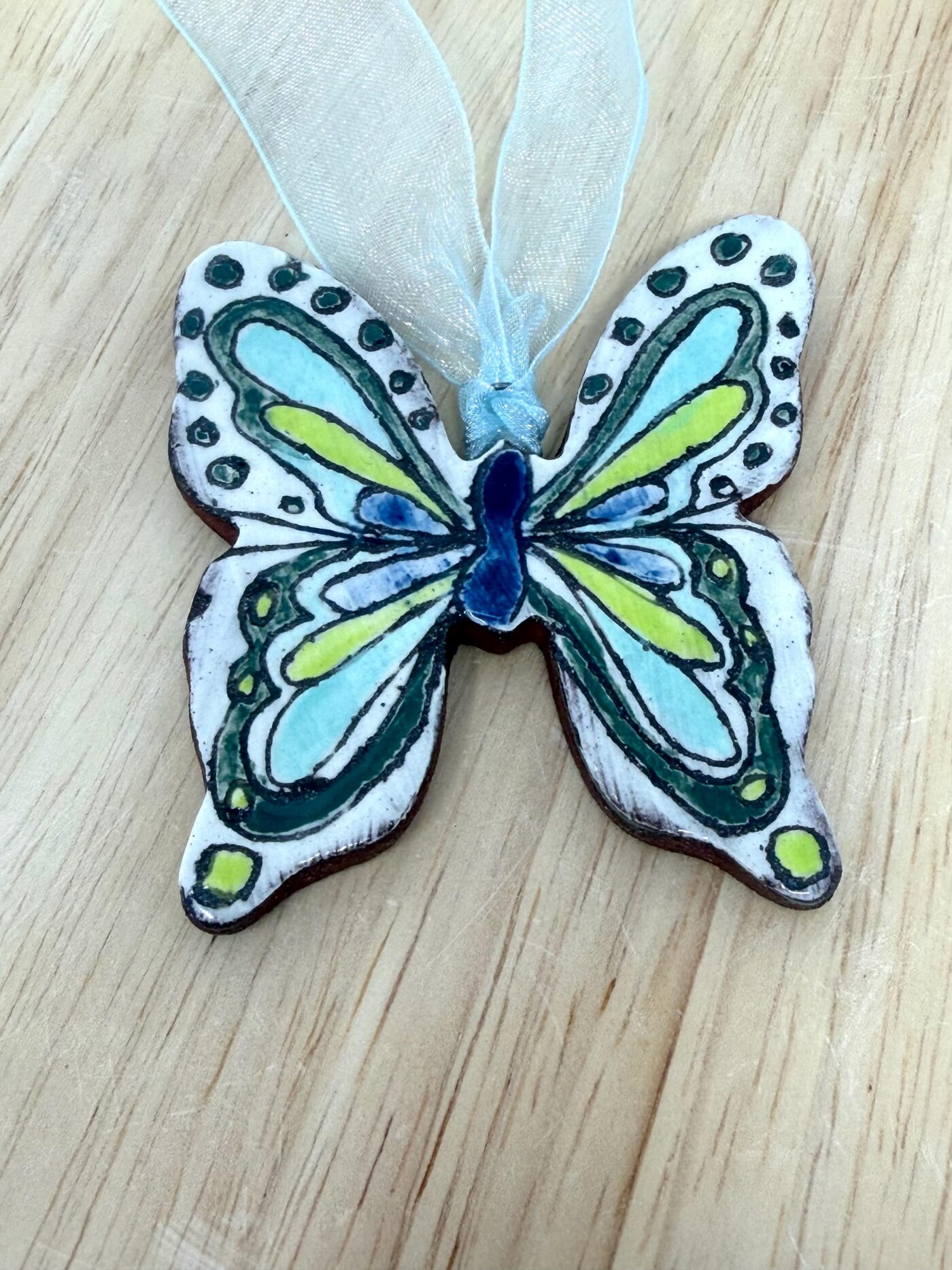Handmade Ceramic Butterfly Ornament – Scandinavian Folk Art Wall Hanging, Terracotta Decor (6 of 13) -- Fabode Ceramics