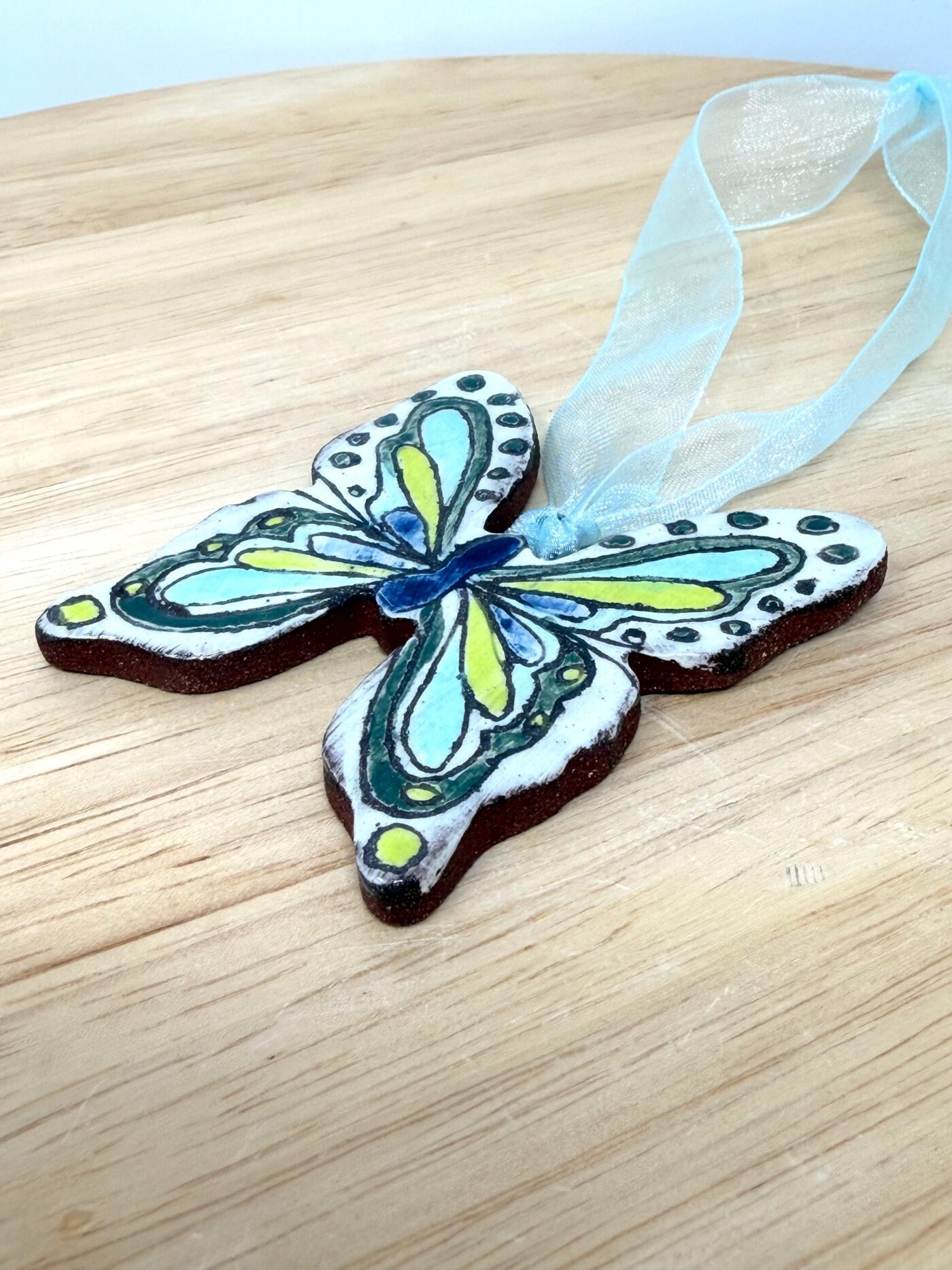 Handmade Ceramic Butterfly Ornament – Scandinavian Folk Art Wall Hanging, Terracotta Decor (7 of 13) -- Fabode Ceramics