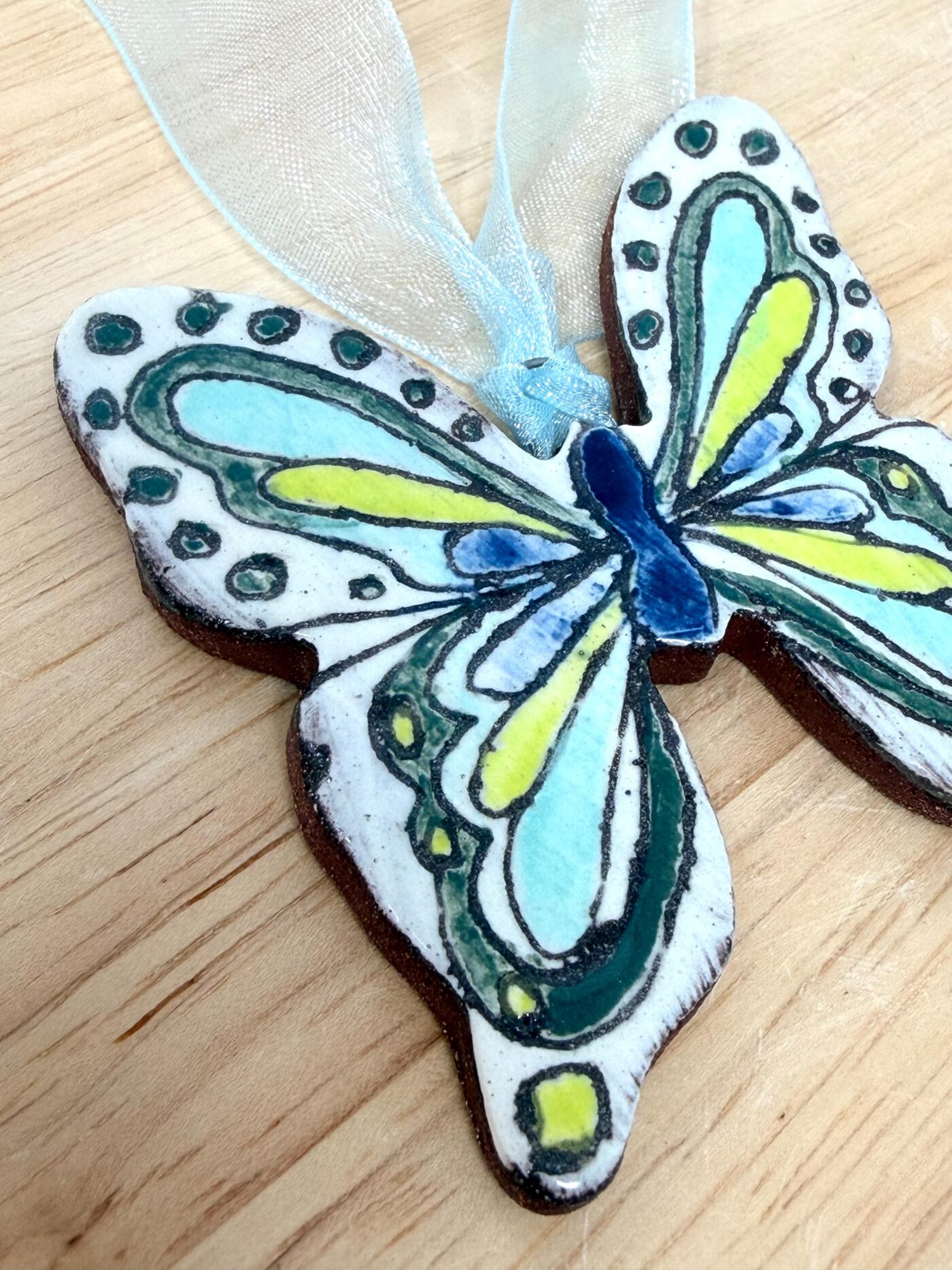 Handmade Ceramic Butterfly Ornament – Scandinavian Folk Art Wall Hanging, Terracotta Decor (11 of 13) -- Fabode Ceramics