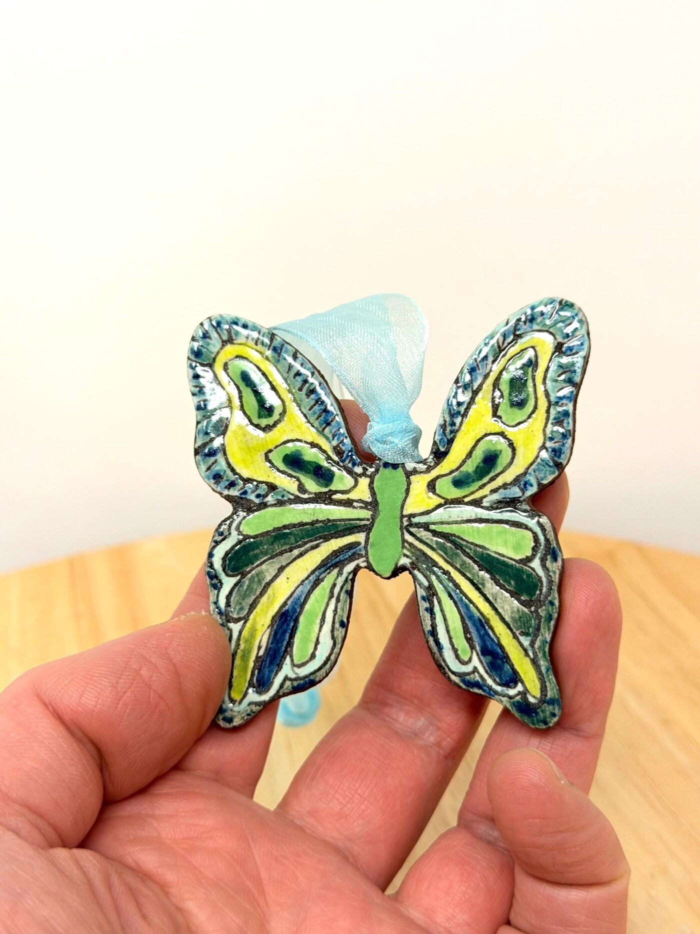 Handmade Ceramic Butterfly Ornament – Folk Art Wall Hanging, Terracotta Clay Decor (2 of 17) -- Fabode Ceramics