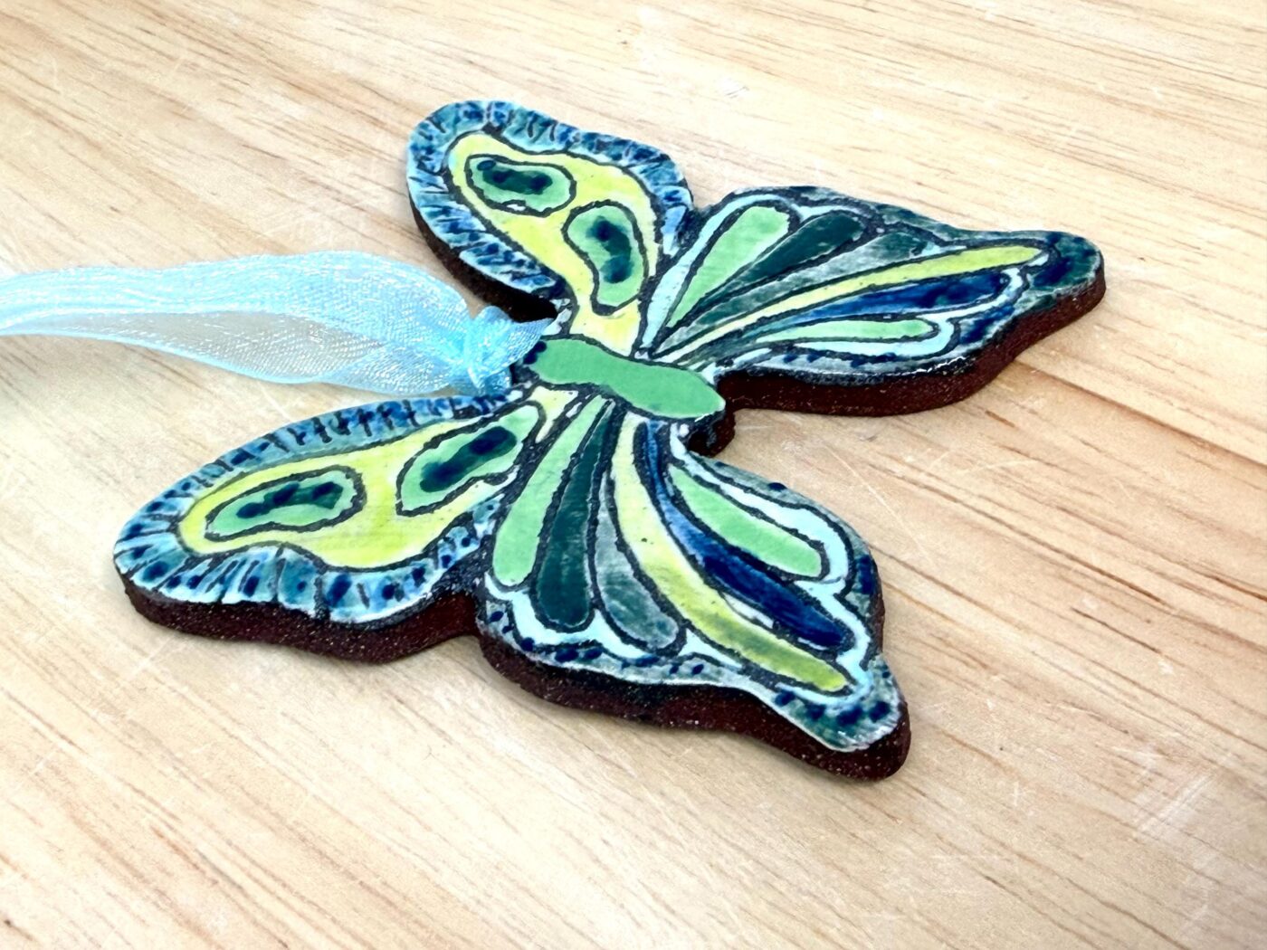 Handmade Ceramic Butterfly Ornament – Folk Art Wall Hanging, Terracotta Clay Decor (12 of 17) -- Fabode Ceramics