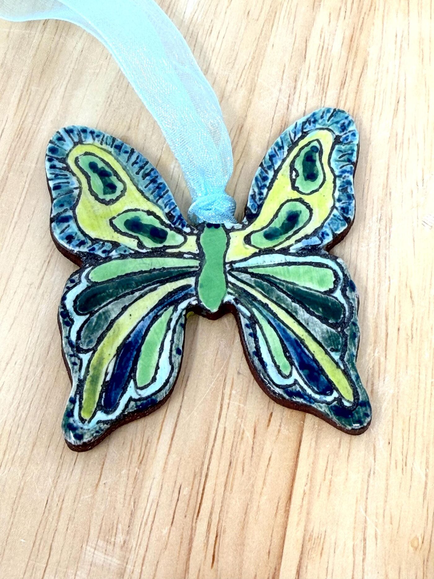 Handmade Ceramic Butterfly Ornament – Folk Art Wall Hanging, Terracotta Clay Decor (10 of 17) -- Fabode Ceramics