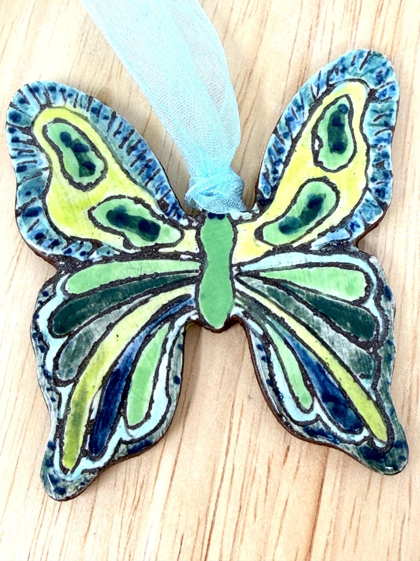 Handmade Ceramic Butterfly Ornament – Folk Art Wall Hanging, Terracotta Clay Decor (13 of 17) -- Fabode Ceramics