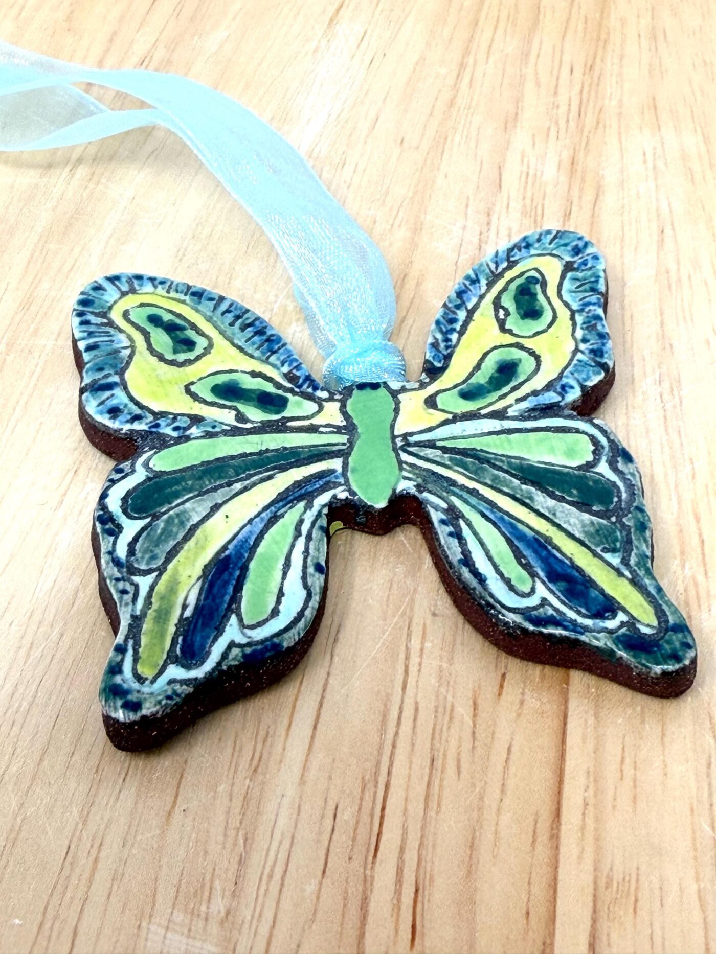 Handmade Ceramic Butterfly Ornament – Folk Art Wall Hanging, Terracotta Clay Decor (15 of 17) -- Fabode Ceramics