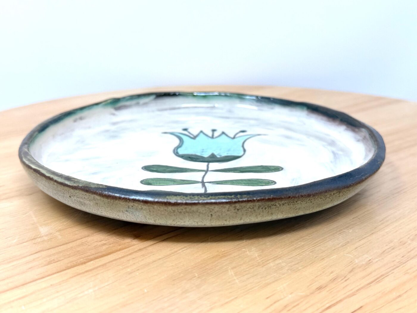 Handmade Small Ceramic Plate – Scandinavian Inspired Folk Flower – Rustic Terracotta Side Plate (12 of 14) -- Fabode Ceramics