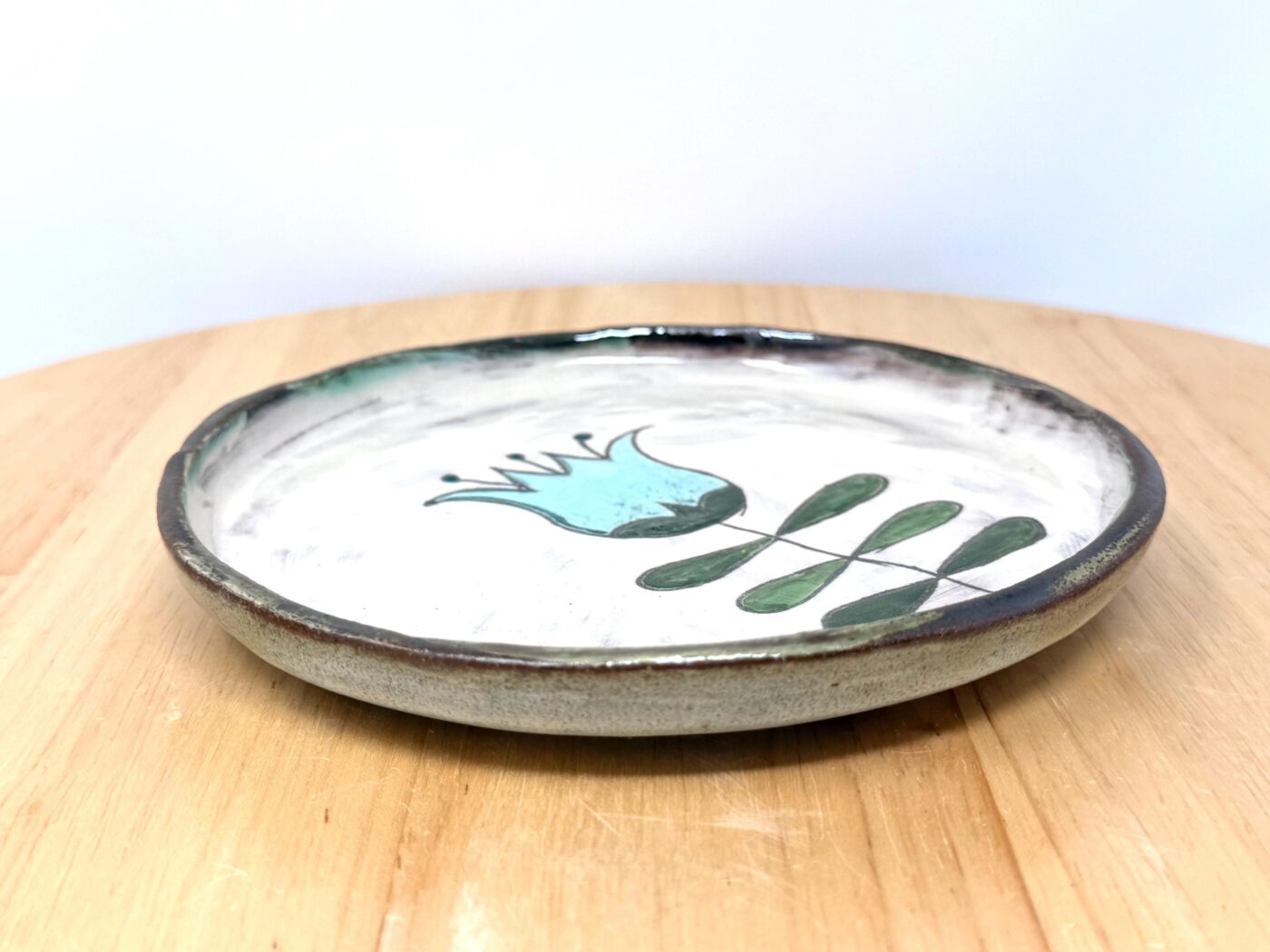 Handmade Small Ceramic Plate – Scandinavian Inspired Folk Flower – Rustic Terracotta Side Plate (13 of 14) -- Fabode Ceramics