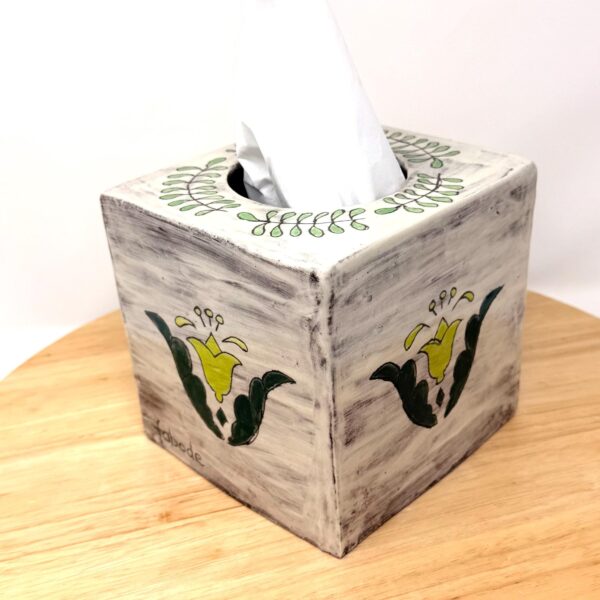 Handmade Ceramic Tissue Box Cover – Folk Art Inspired Tissue Holder – Rustic Terracotta Home Decor (1 of 13) -- Fabode Ceramics