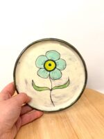 Handmade Small Ceramic Plate – Folk Flower Design – Rustic Terracotta Side Plate (1 of 13) -- Fabode Ceramics