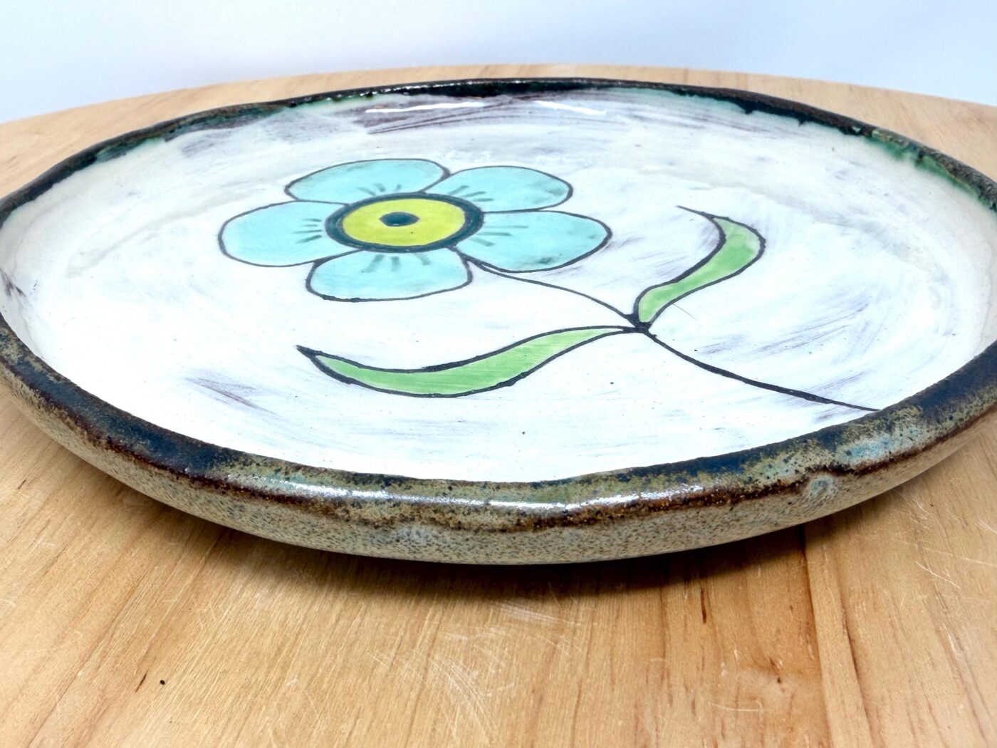 Handmade Small Ceramic Plate – Folk Flower Design – Rustic Terracotta Side Plate (7 of 13) -- Fabode Ceramics