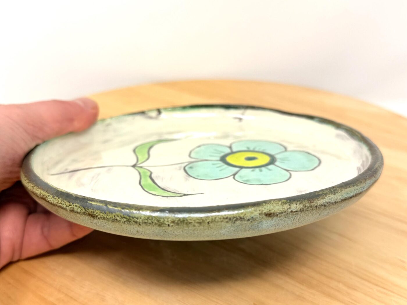 Handmade Small Ceramic Plate – Folk Flower Design – Rustic Terracotta Side Plate (10 of 13) -- Fabode Ceramics