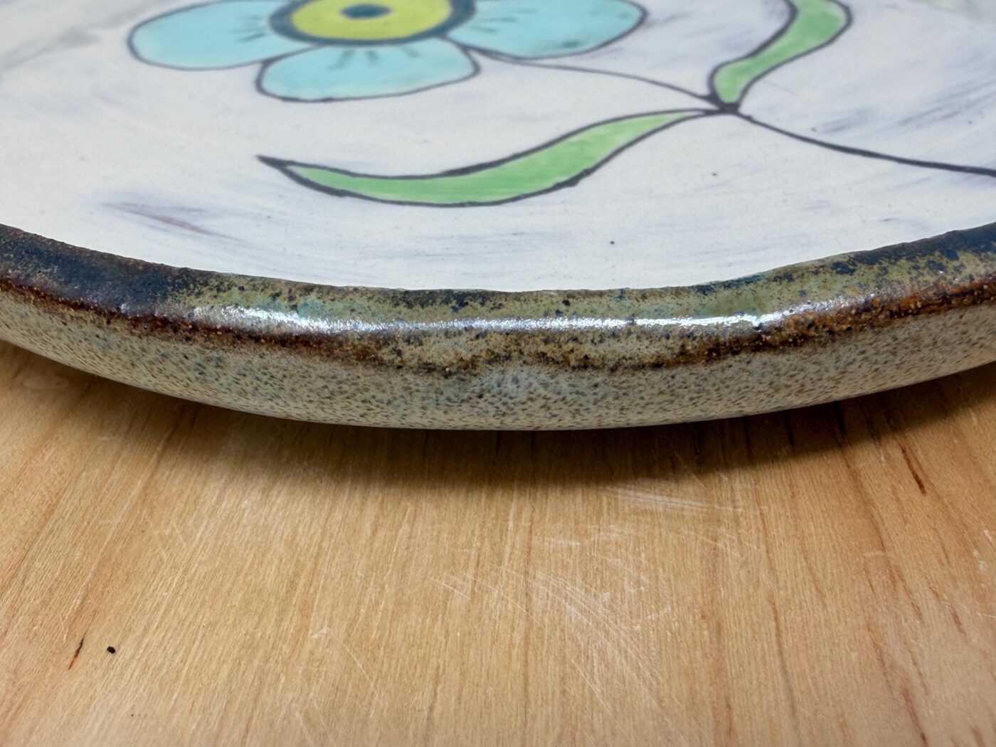 Handmade Small Ceramic Plate – Folk Flower Design – Rustic Terracotta Side Plate (8 of 13) -- Fabode Ceramics