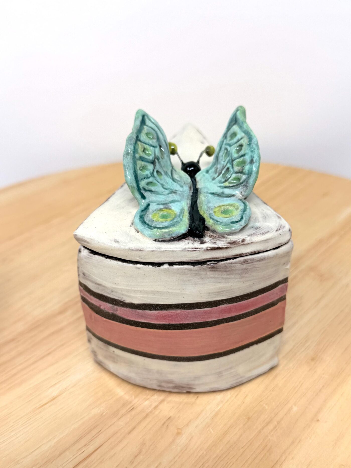 Handmade Ceramic Cake Slice Trinket Box – Butterfly Lid – Rustic Terracotta Jewellery Box (4 of 16) -- Fabode Ceramics