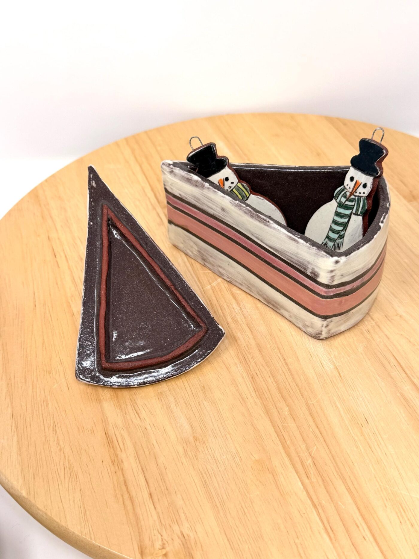 Handmade Ceramic Cake Slice Trinket Box – Butterfly Lid – Rustic Terracotta Jewellery Box (6 of 16) -- Fabode Ceramics