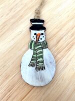 Hand-Painted Ceramic Snowman Ornament – Terracotta Clay Christmas Decoration (4 of 6) -- Fabode Ceramics