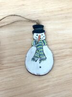 Handmade Ceramic Snowman Christmas Ornament – Rustic Folk Decoration (3 of 3) -- Fabode Ceramics