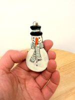 Hand-Painted Ceramic Snowman Ornament – Terracotta Clay Christmas Decoration (1 of 5) -- Fabode Ceramics