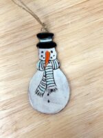 Hand-Painted Ceramic Snowman Ornament – Terracotta Clay Christmas Decoration (4 of 5) -- Fabode Ceramics
