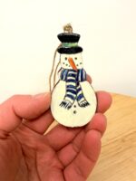 Hand-Painted Ceramic Snowman Ornament – Terracotta Clay Christmas Decoration (2 of 6) -- Fabode Ceramics